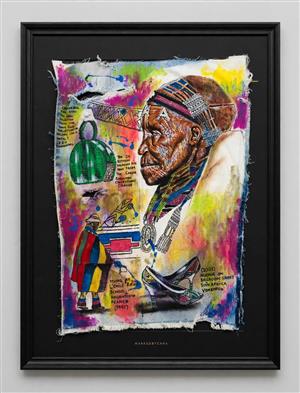 Esther Mahlangu Luxury Fashion Off-Cut - FRAMED [Green Bag]