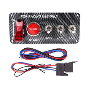 Carbon Fibre Look Switch Panel - Triple Toggle + Ignition Start Button