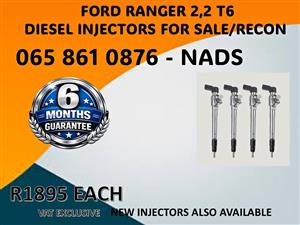 FORD RANGER 2,2 T6 DIESEL INJECTORS FOR SALE / RECON WITH WARRANTY NELSPRUIT
