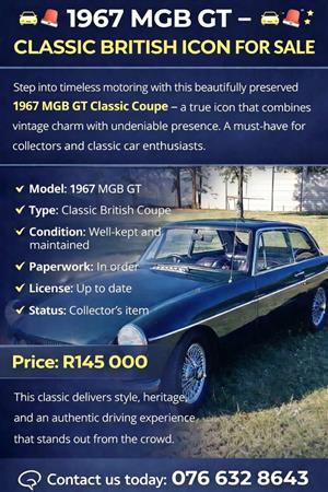 1967 MG B GT  Classic British Coupe