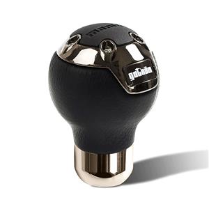 Momo Gotham Dark Chrome & Black Leather Gear Shift Knob