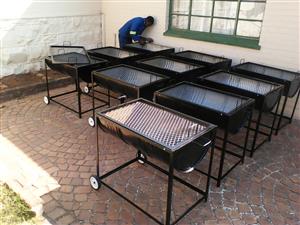 Drum Braai stands built into a frame with wheels R1100
