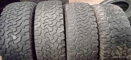 Four 305/65/17 BF Goodrich KO tyres with sufficient threads