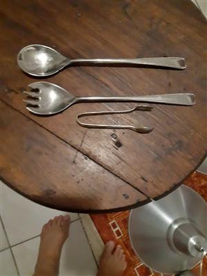 Antique sugar thong and Salad Servers.  