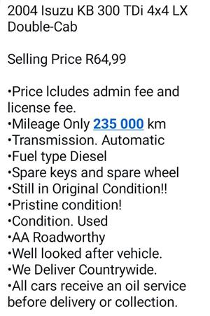 2004 Isuzu KB300 TDI 4x4 LX