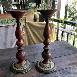 Rustic Candlesticks – Vintage lightweight metal (likely aluminium) with a  rustic finish.