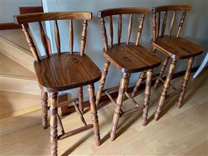 3x Solid Wood Bar Stools for kitchen or Lapa