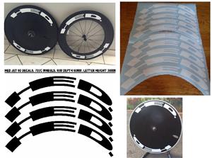 Stickers graphics decals kits for HED JET 700c bicycle wheel rims and frames.