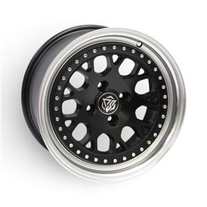 15″ SS722 4×100 Matt Black With Gold Rivets Alloy Wheels