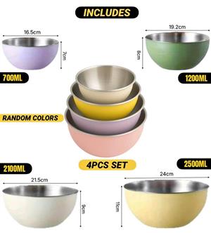 4PCS MIXING & MEASURING SALAD BOWL SET  TYPE-2  MULTI COLOR  Available on order only