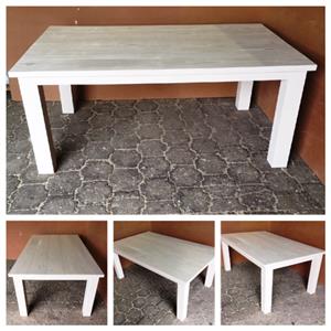 Patio table Chunky Cottage series 1800 extra width - Antique white