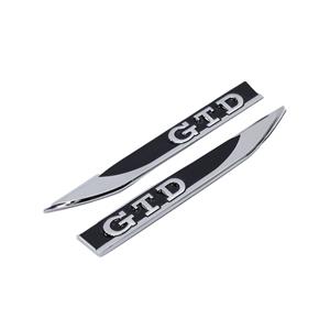 VW Black & Chrome GTD Design Fender Sticker Badge - 145x18mm (pair)
