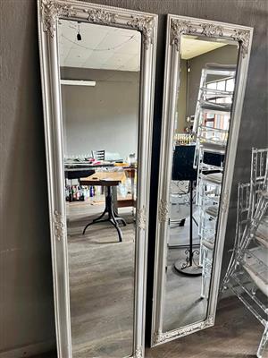 Large silver framed full length mirror