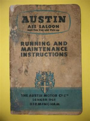 Austin A55 Saloon - Half-Ton Van And Pick-Up - Running And Maintenance Instructions. 