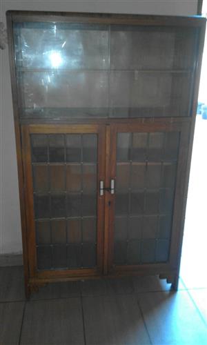 1930s Bookcase with lead finishing on glass
