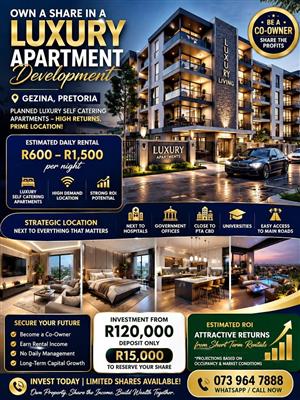 Own A share Luxury appartment at patrick blvd