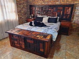 Sleeper bedroomset headboard pedestals dresser with chair 