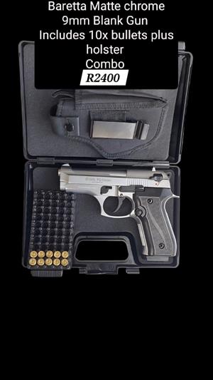Barretta matte chrome blank gun