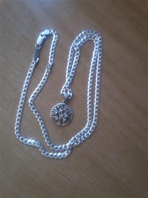 beautiful silver chain and pendant for sale 