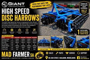 New Giant high speed disc harrows available