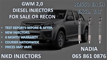 GWM 2.0 DIESEL INJECTORS FOR SALE. REBUILT AND TESTED