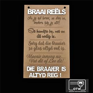 Braai Reëls Wall Plaque