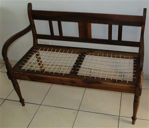 Solid Wood 2-Seater Riempie Bench
