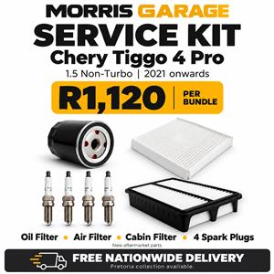 Chery Tiggo 4 Pro 1.5 Non-Turbo Service Kit — Filters & 4 Spark Plugs