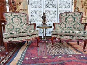 Elegant Victorian Armchair Pair with Side Table( price is per chair)