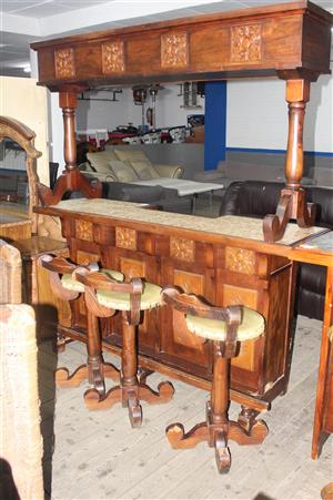 4 PIECE BROWN BAR SET S065290A