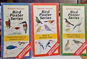 3 Bird Poster book Series - Birds of Natal ; Inland Water Birds ; Birds endemic to S Africa