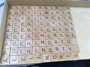 Vintage Scrabble set with real Wooden tiles and trays - Almost Complete! Missing 2 Tiles!