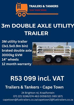 3 meter double axle utility trailer