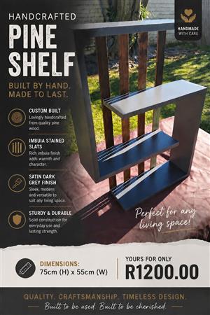 Handcrafted aftd pine shelf