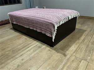 Ottoman- Leather with animal hide