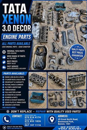 TATA XENON 3.0 DICOR ENGINE PARTS ORIGINAL AND USED