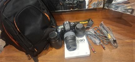 Nikon D90 with lenses and bag