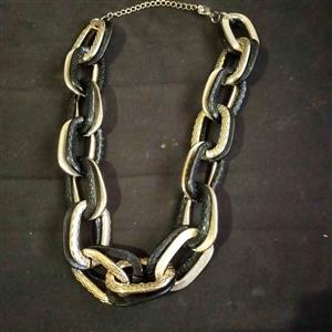 Vintage  chunky  mixed metals chain necklace