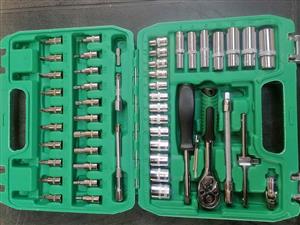 Socket and wrench set,, 53 piece socket and ratchet set 1/4 inch