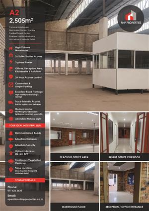 A2 – 2,505m² Modern Factory, Warehouse, Distribution Facility To Let