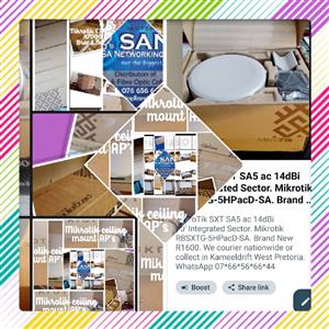 Mikrotik RbcAPGi-5acD2nD dual band ceiling mount AP's.  Mikrotik CRS 328-24P-4S+4RM Mikrotik SXT P2P