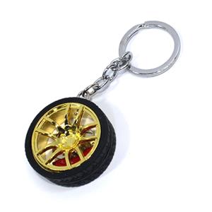 Keyring with Alloy Wheel & Tyre and Brake Caliper Design (Gold