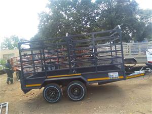 Newly built 4 meters double axle cattle/livestock trailer for sale