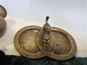 Vintage Brass Cat Ashtray 