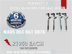 RENAULT 1.5 DIESEL INJECTORS FOR SALE OR TO RECON
