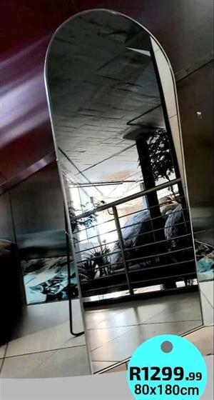 Large glass mirror with stand