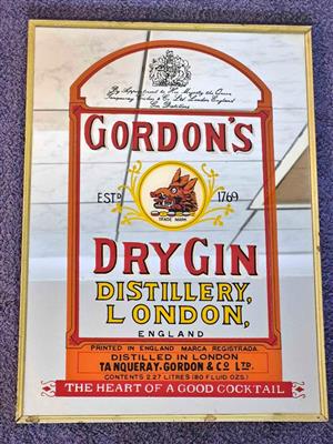 Vintage Gordon's Dry Gin Mirror Sign