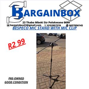 BESPECO MIC STAND WITH MIC CLIP