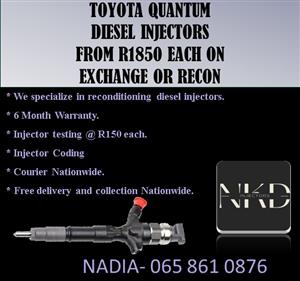 Toyota Quantum injectors for sale / recondition 