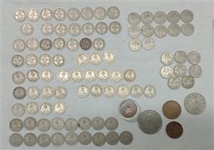 Collectors coins and notes 1947 - 1970 Rhodesian. SA, SWAZILAND  